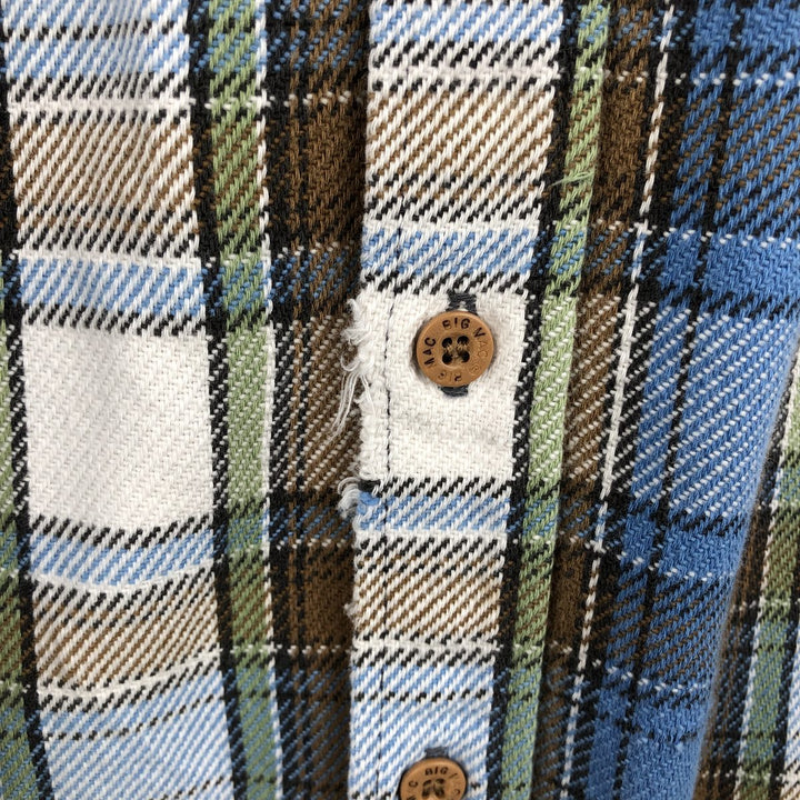 Big Mac JCPenney Check Pattern Long-Sleeve Flannel Check Shirt, Made in USA, Men's Size M cotton Blue type light blue Vintage Second Hand