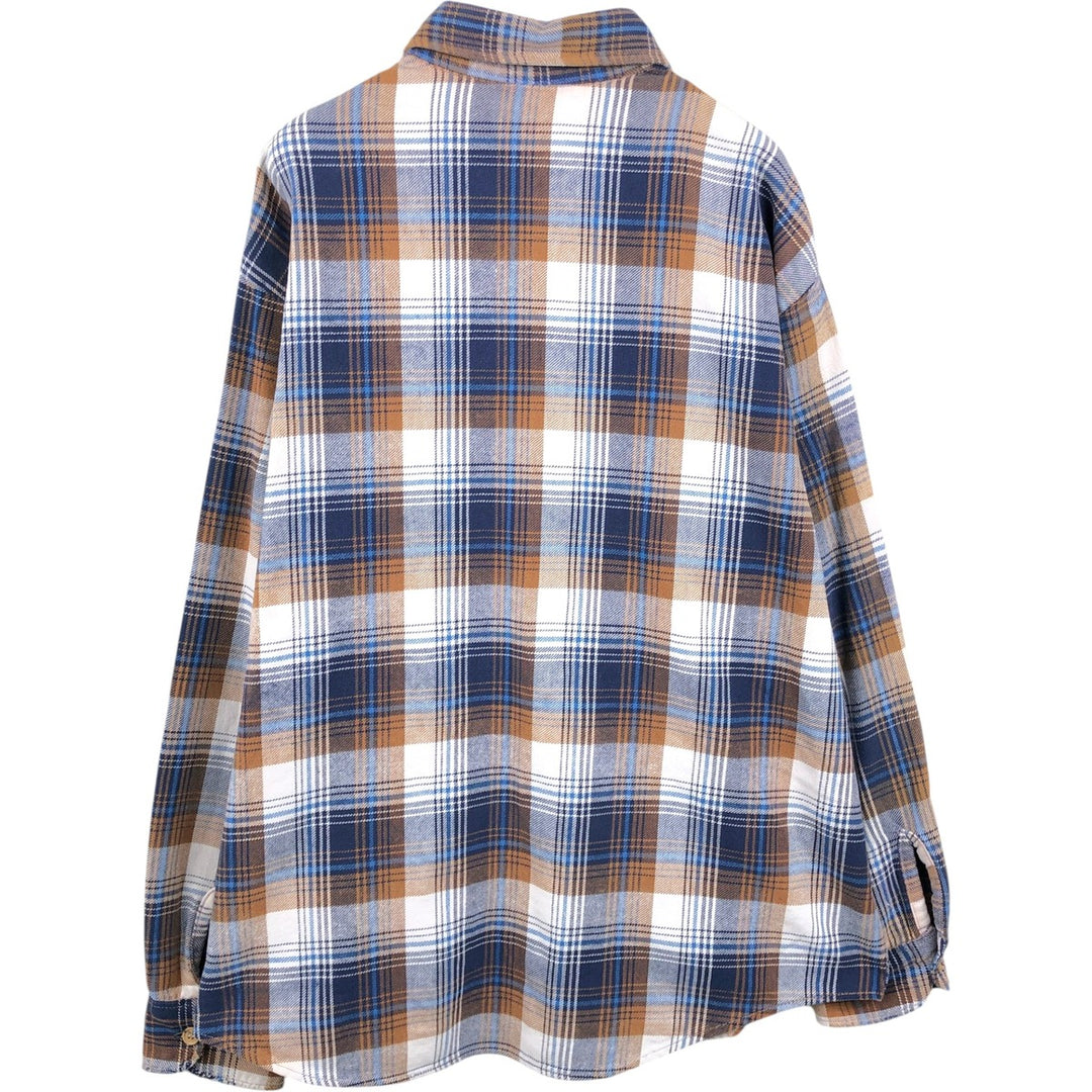 70'S Big Mac JCPenney Long-Sleeve Flannel Check Shirt, Men's Size XL (Equivalent), Vintage cotton navy blue type Vintage Second Hand