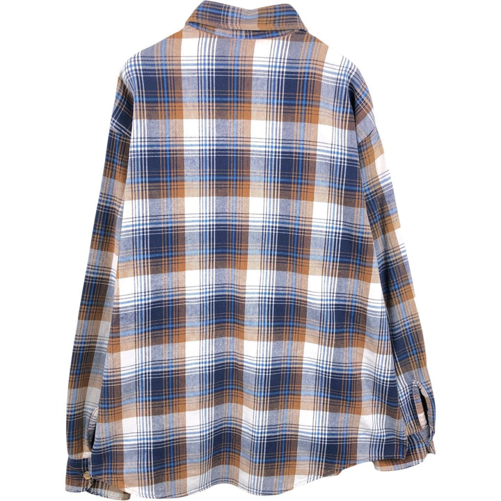 70'S Big Mac JCPenney Long-Sleeve Flannel Check Shirt, Men's Size XL (Equivalent), Vintage cotton navy blue type Vintage Second Hand