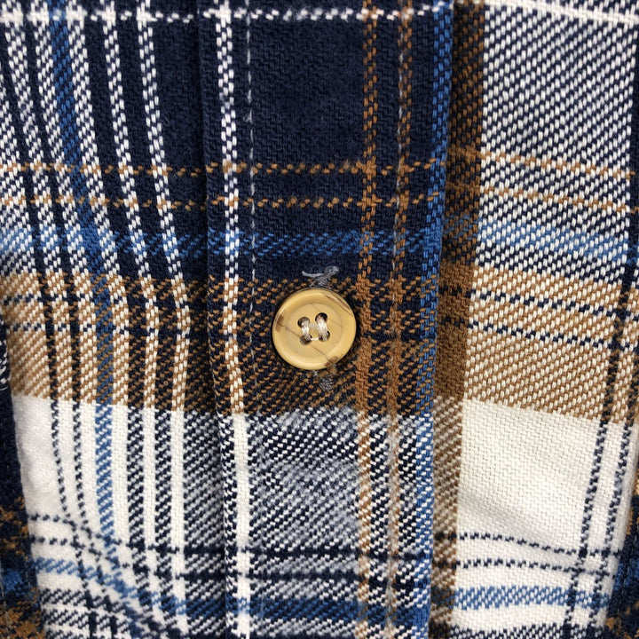 70'S Big Mac JCPenney Long-Sleeve Flannel Check Shirt, Men's Size XL (Equivalent), Vintage cotton navy blue type Vintage Second Hand