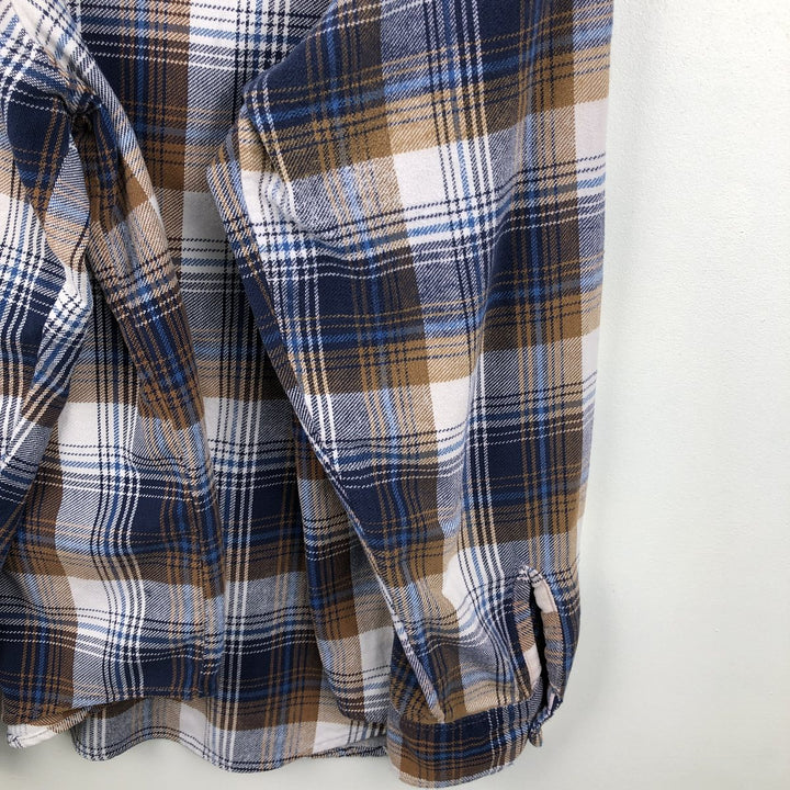 70'S Big Mac JCPenney Long-Sleeve Flannel Check Shirt, Men's Size XL (Equivalent), Vintage cotton navy blue type Vintage Second Hand