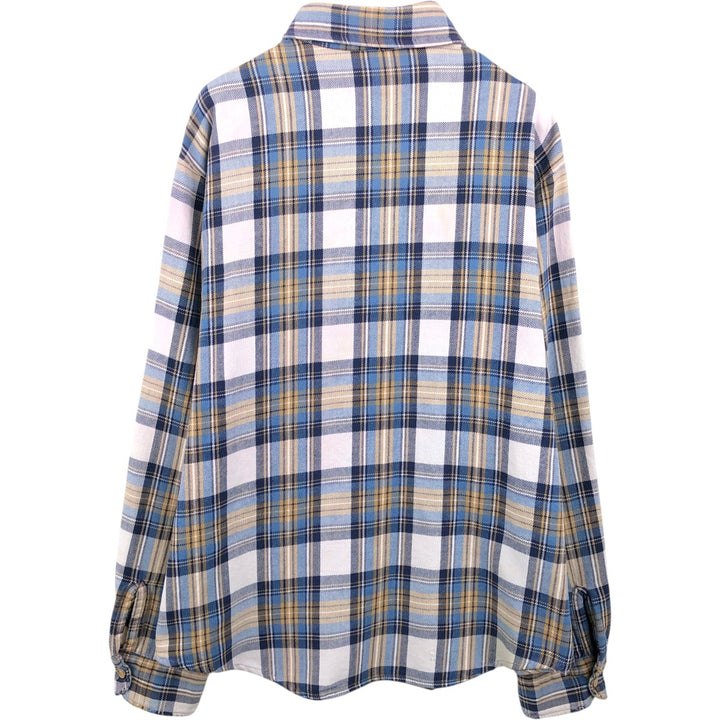 70'S Big Mac JCPenney Long-Sleeve Flannel Check Shirt, Men's Size L (Equivalent), Vintage cotton blue type Vintage Second Hand