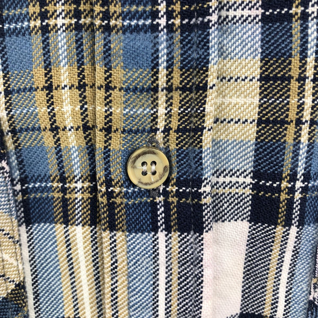 70'S Big Mac JCPenney Long-Sleeve Flannel Check Shirt, Men's Size L (Equivalent), Vintage cotton blue type Vintage Second Hand