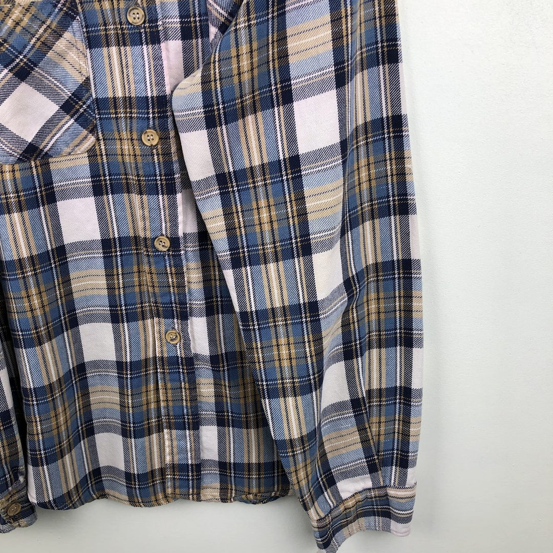 70'S Big Mac JCPenney Long-Sleeve Flannel Check Shirt, Men's Size L (Equivalent), Vintage cotton blue type Vintage Second Hand
