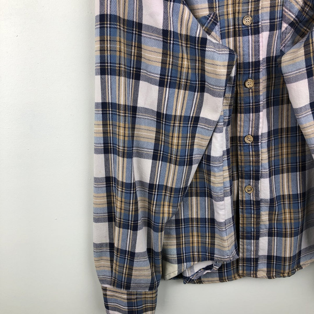 70'S Big Mac JCPenney Long-Sleeve Flannel Check Shirt, Men's Size L (Equivalent), Vintage cotton blue type Vintage Second Hand