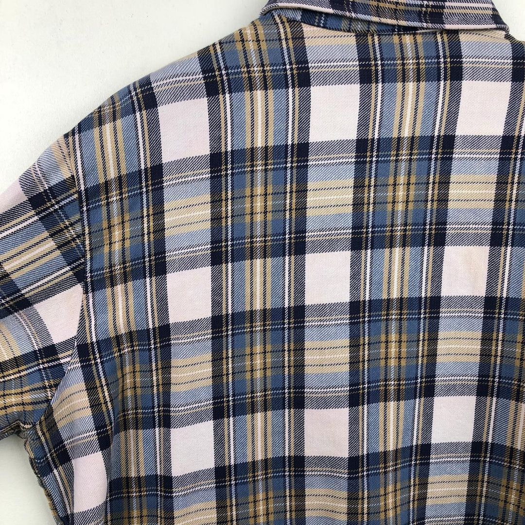70'S Big Mac JCPenney Long-Sleeve Flannel Check Shirt, Men's Size L (Equivalent), Vintage cotton blue type Vintage Second Hand