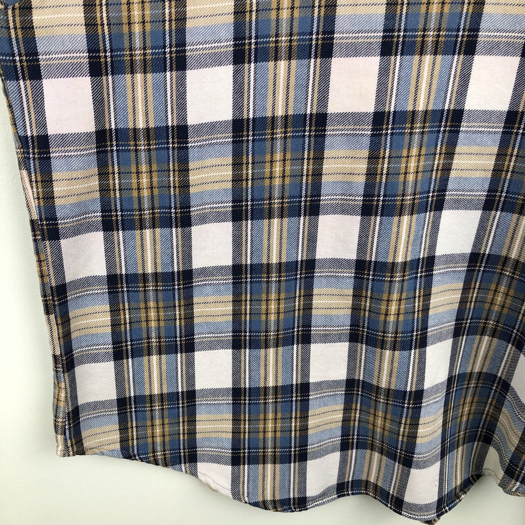 70'S Big Mac JCPenney Long-Sleeve Flannel Check Shirt, Men's Size L (Equivalent), Vintage cotton blue type Vintage Second Hand