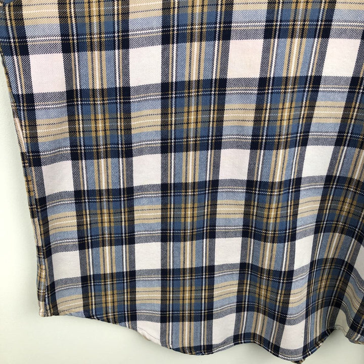 70'S Big Mac JCPenney Long-Sleeve Flannel Check Shirt, Men's Size L (Equivalent), Vintage cotton blue type Vintage Second Hand