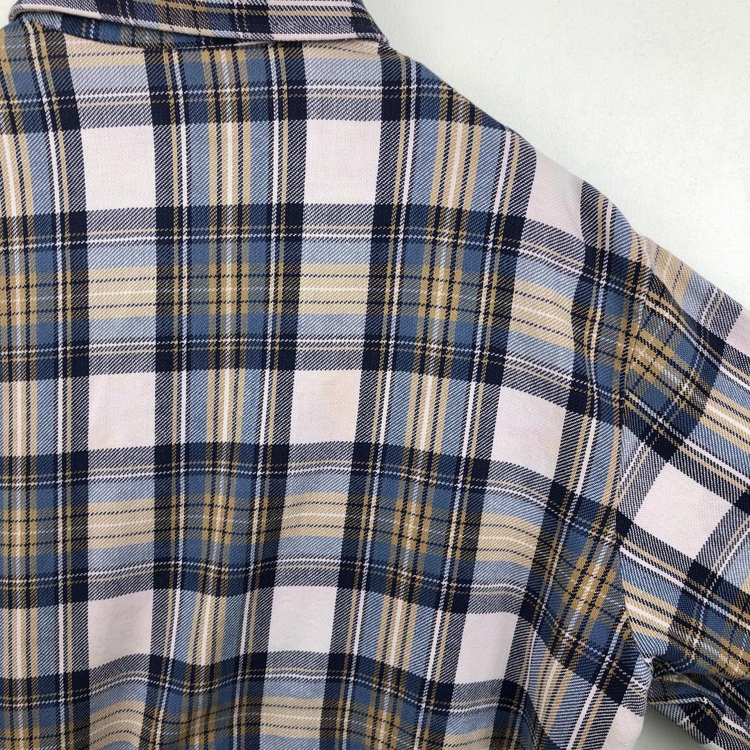 70'S Big Mac JCPenney Long-Sleeve Flannel Check Shirt, Men's Size L (Equivalent), Vintage cotton blue type Vintage Second Hand