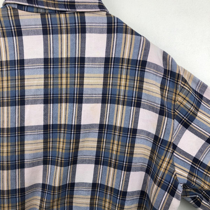 70'S Big Mac JCPenney Long-Sleeve Flannel Check Shirt, Men's Size L (Equivalent), Vintage cotton blue type Vintage Second Hand