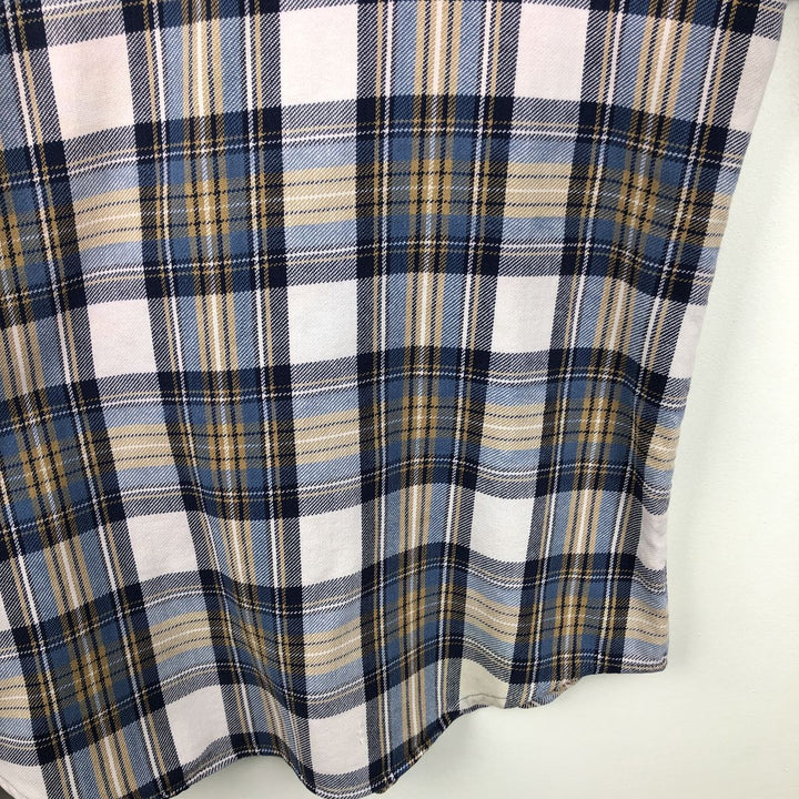 70'S Big Mac JCPenney Long-Sleeve Flannel Check Shirt, Men's Size L (Equivalent), Vintage cotton blue type Vintage Second Hand