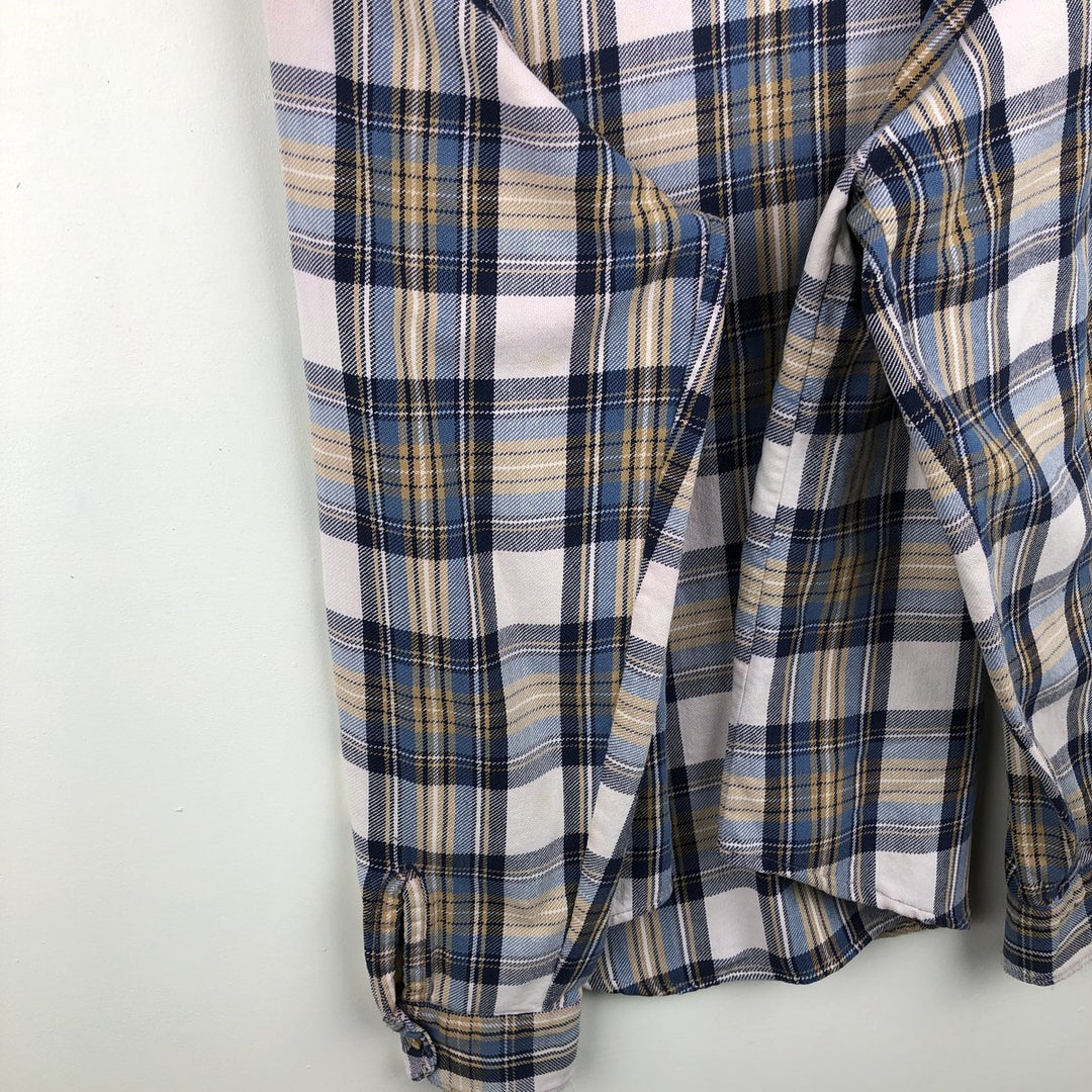 70'S Big Mac JCPenney Long-Sleeve Flannel Check Shirt, Men's Size L (Equivalent), Vintage cotton blue type Vintage Second Hand