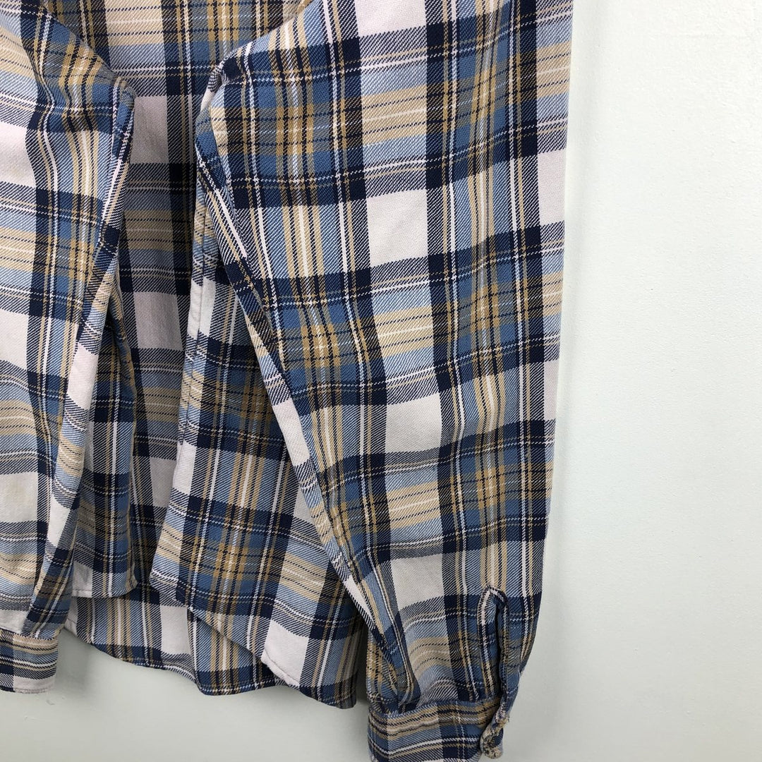 70'S Big Mac JCPenney Long-Sleeve Flannel Check Shirt, Men's Size L (Equivalent), Vintage cotton blue type Vintage Second Hand