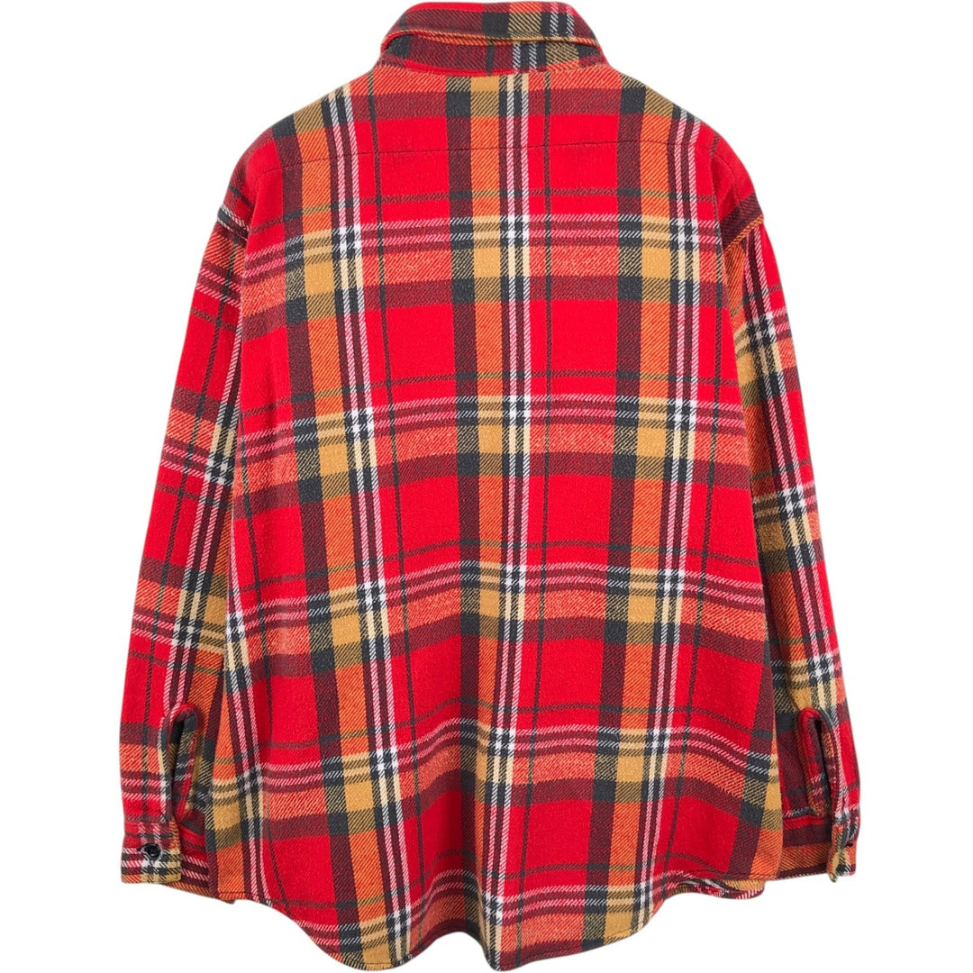 70s-80'S Five Brother Long-Sleeve Heavy Flannel Check Shirt, Made in USA, Men's Size XL (approx.) unclear red type Vintage Second Hand