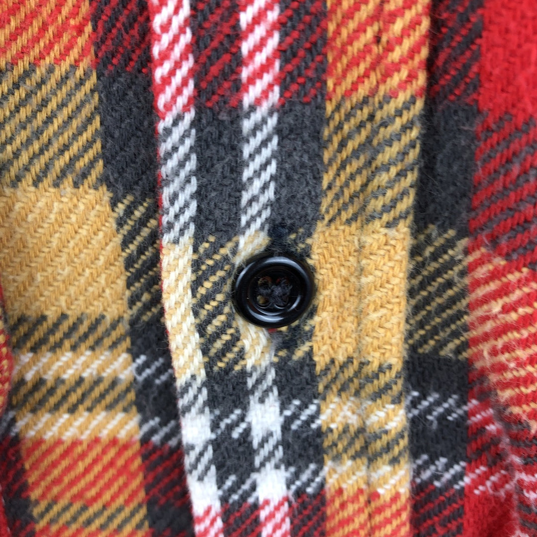 70s-80'S Five Brother Long-Sleeve Heavy Flannel Check Shirt, Made in USA, Men's Size XL (approx.) unclear red type Vintage Second Hand