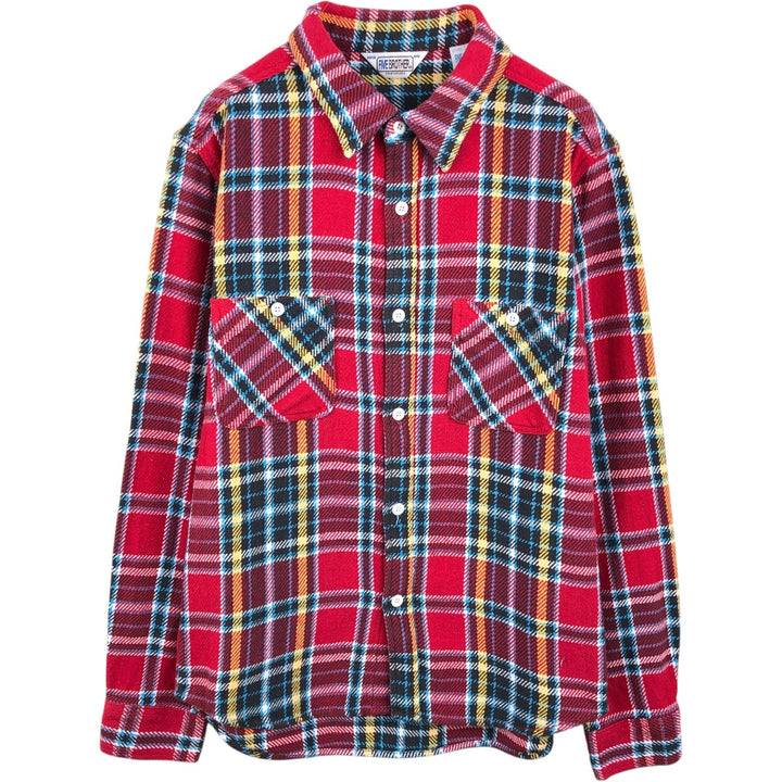 70s-80'S Five Brother Long-Sleeve Heavy Flannel Check Shirt, Men's Size L (approx.) unclear red type Vintage Second Hand
