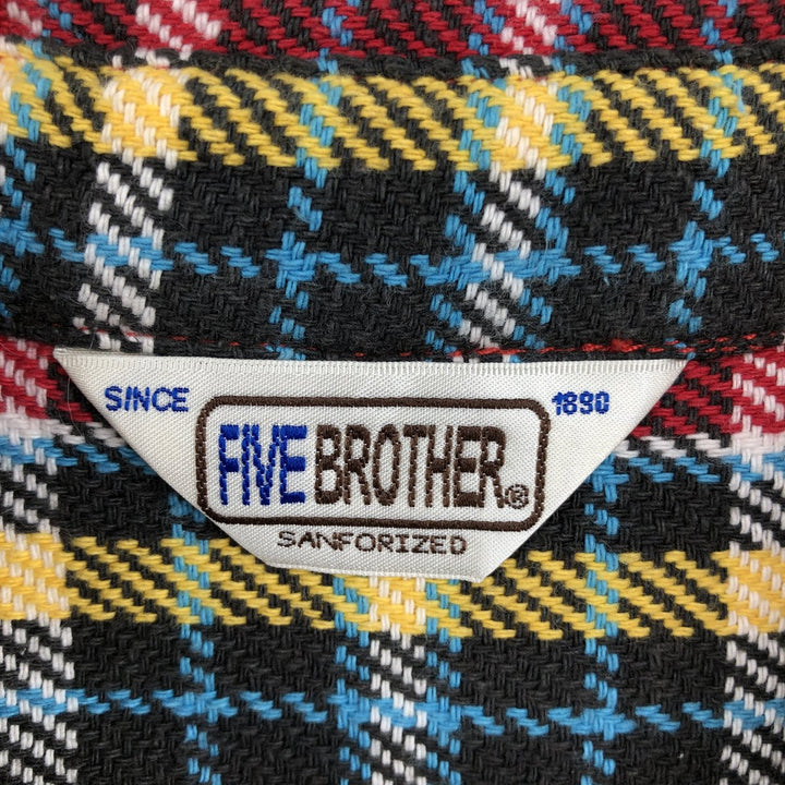 70s-80'S Five Brother Long-Sleeve Heavy Flannel Check Shirt, Men's Size L (approx.) unclear red type Vintage Second Hand