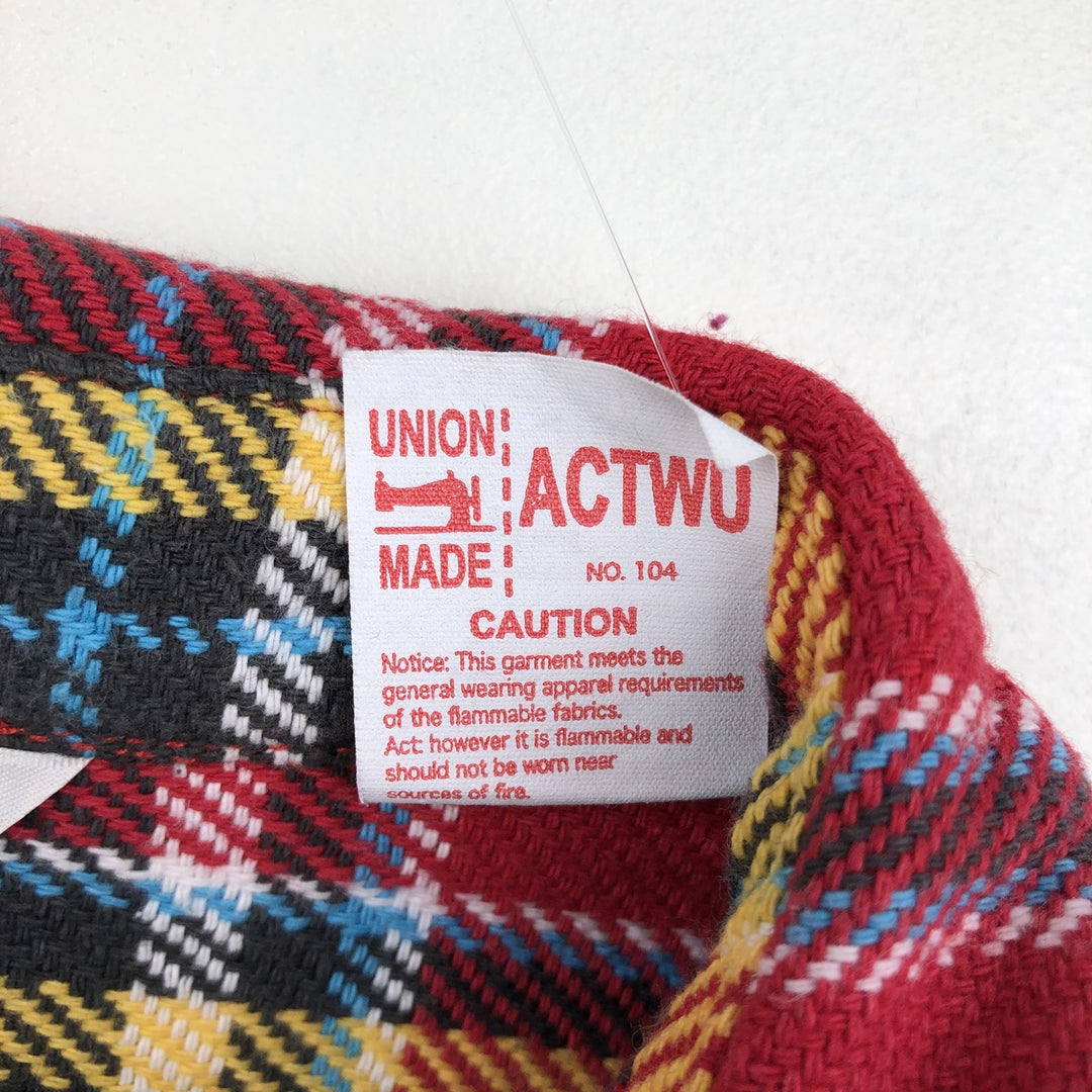 70s-80'S Five Brother Long-Sleeve Heavy Flannel Check Shirt, Men's Size L (approx.) unclear red type Vintage Second Hand