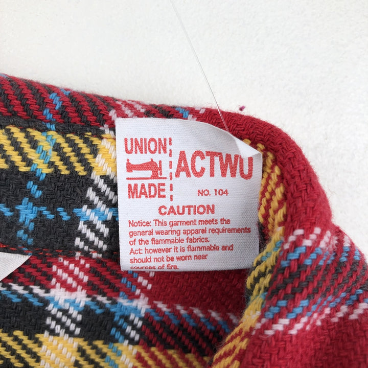 70s-80'S Five Brother Long-Sleeve Heavy Flannel Check Shirt, Men's Size L (approx.) unclear red type Vintage Second Hand