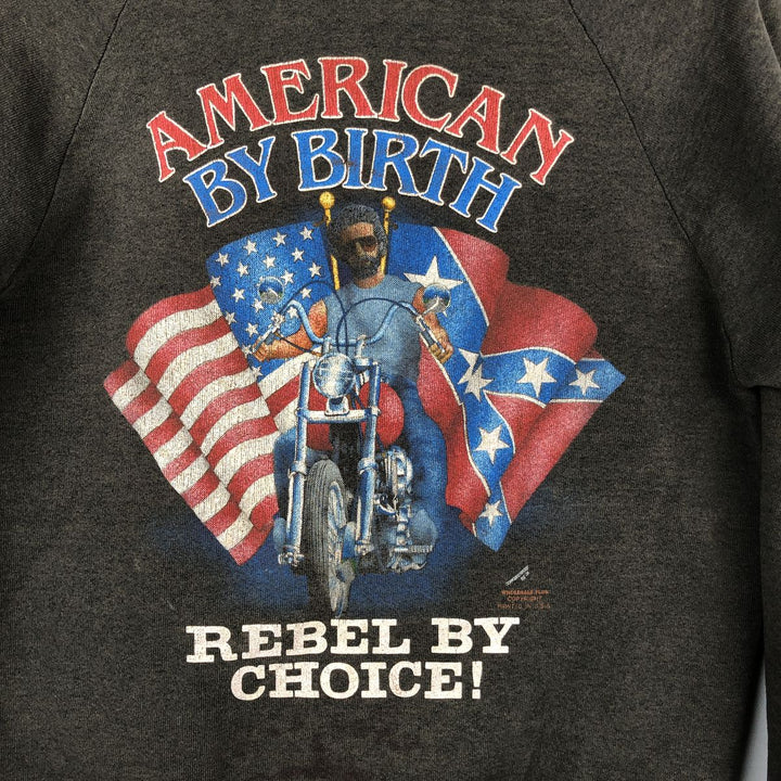 80'S Screen Stars American flag print sweatshirt, made in USA, men's size L equivalent. cotton brown type Vintage Second Hand