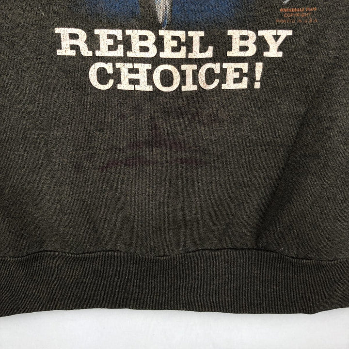 80'S Screen Stars American flag print sweatshirt, made in USA, men's size L equivalent. cotton brown type Vintage Second Hand