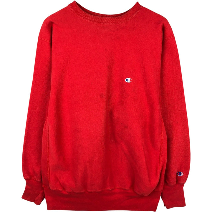 90'S Champion Reverse Weave Embroidered Tag One Point Logo Sweatshirt Trainer Made in USA Men's XL cotton red type Vintage Second Hand