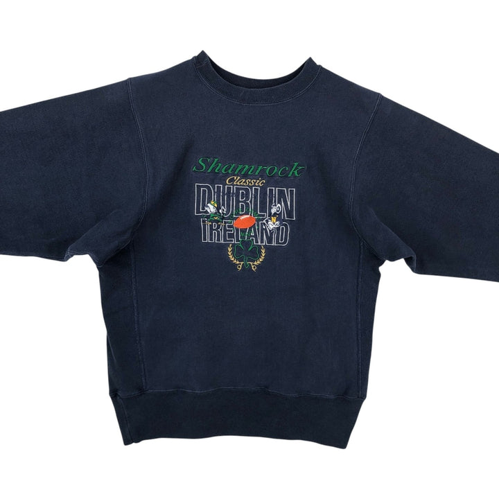 90'S Champion Notre Dame University Fighting Irish College Character Sweatshirt cotton navy blue type Vintage Second Hand