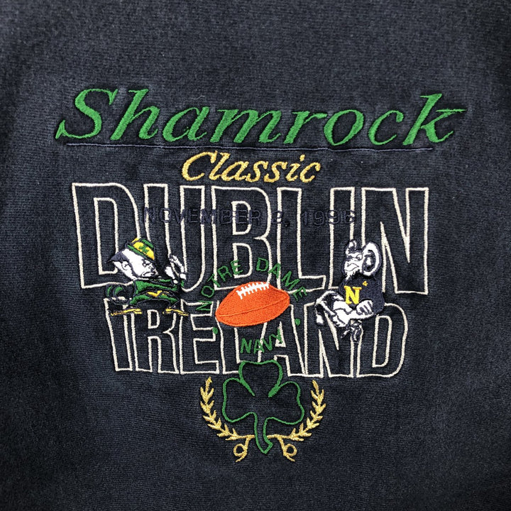 90'S Champion Notre Dame University Fighting Irish College Character Sweatshirt cotton navy blue type Vintage Second Hand