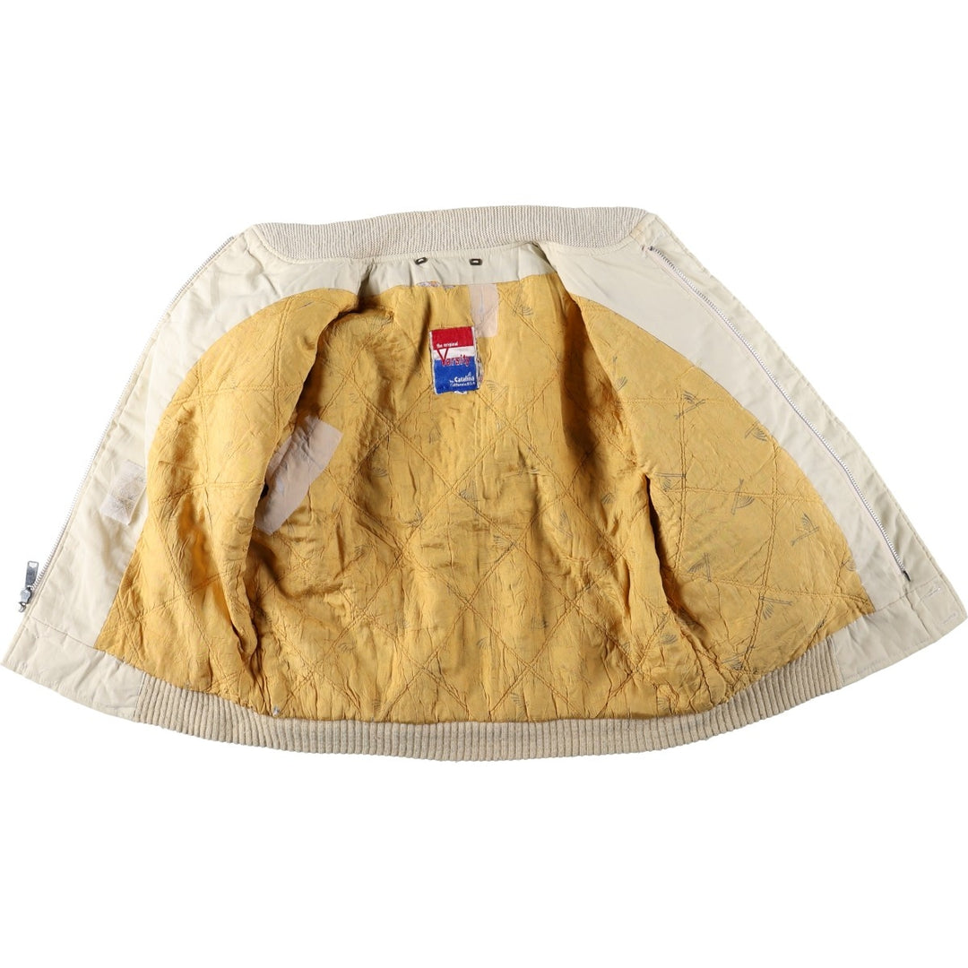 1980'S Catalina Varsity Padded Derby Jacket, Cup Shoulder Jacket, Made in USA, Men's Size L (Equivalent), Vintage unclear unbleached Vintage Second Hand