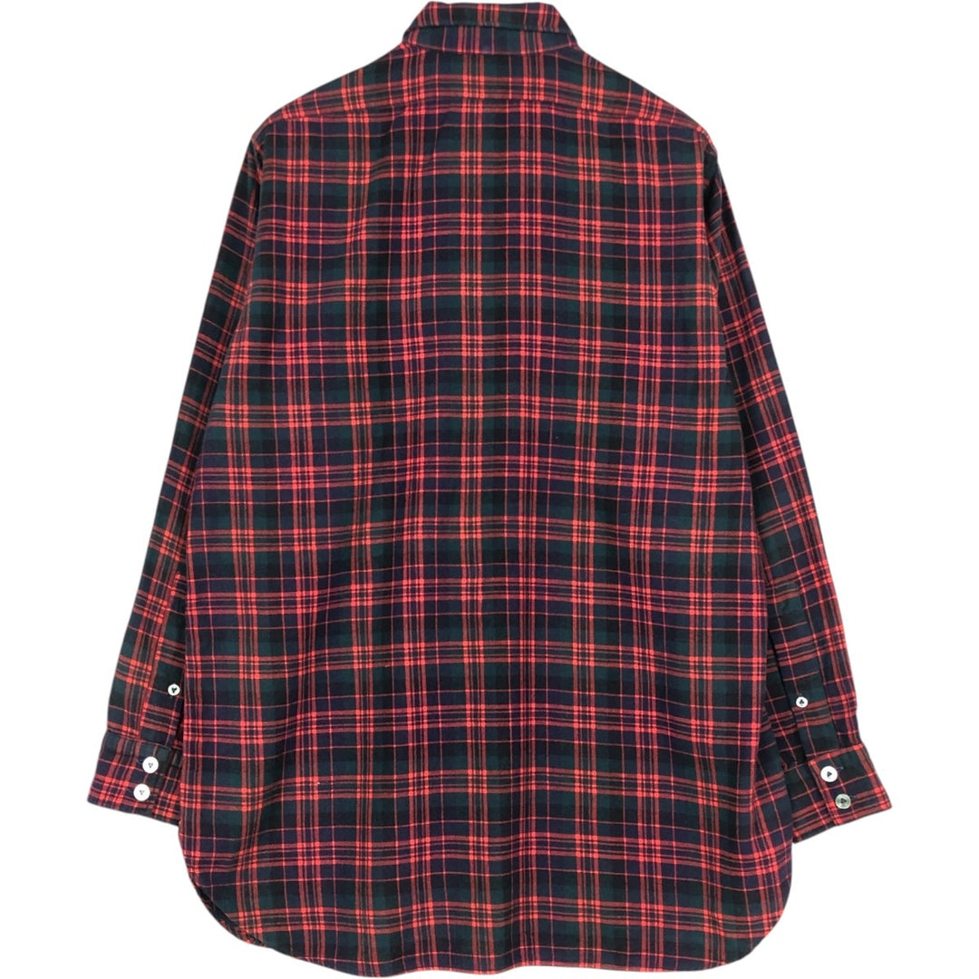 1960s-1970'S Abercrombie & Fitch Long-Sleeve Light Flannel Check Shirt, Made in England, Men's Size M (Equivalent), Vintage unclear red type Vintage Second Hand