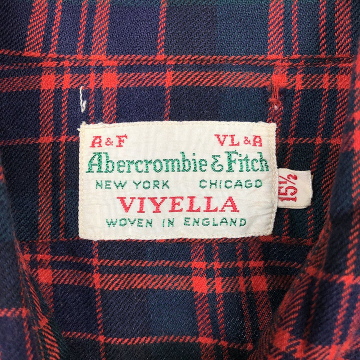 1960s-1970'S Abercrombie & Fitch Long-Sleeve Light Flannel Check Shirt, Made in England, Men's Size M (Equivalent), Vintage unclear red type Vintage Second Hand