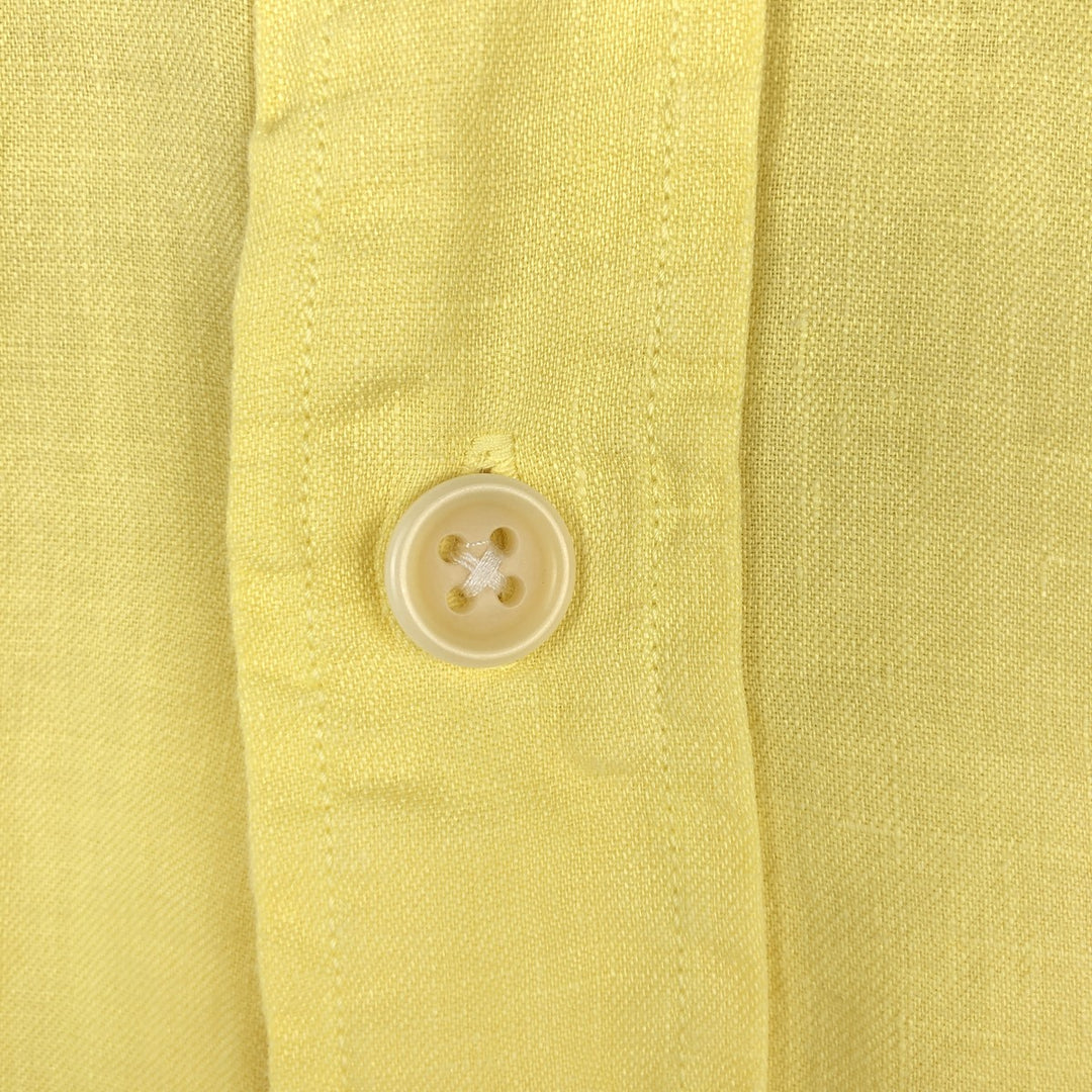 Ralph Lauren long-sleeved linen shirt, men's size XL (approx.) linen lemon yellow Vintage Second Hand