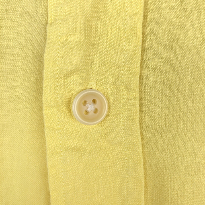 Ralph Lauren long-sleeved linen shirt, men's size XL (approx.) linen lemon yellow Vintage Second Hand