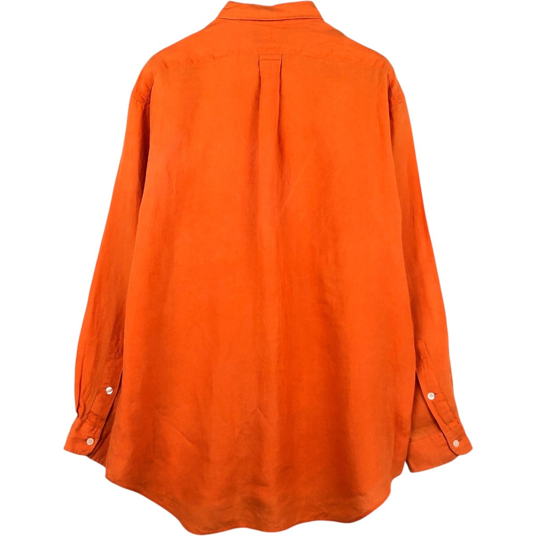 Ralph Lauren BLAKE long sleeve linen button down shirt, men's size L linen orange type Vintage Second Hand