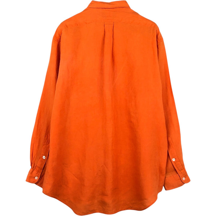Ralph Lauren BLAKE long sleeve linen button down shirt, men's size L linen orange type Vintage Second Hand