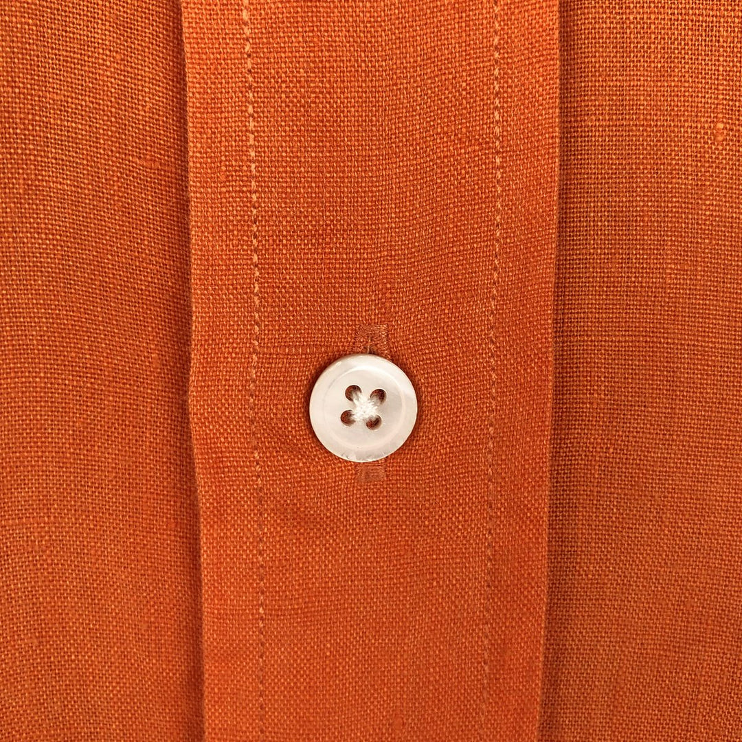 Ralph Lauren BLAKE long sleeve linen button down shirt, men's size L linen orange type Vintage Second Hand
