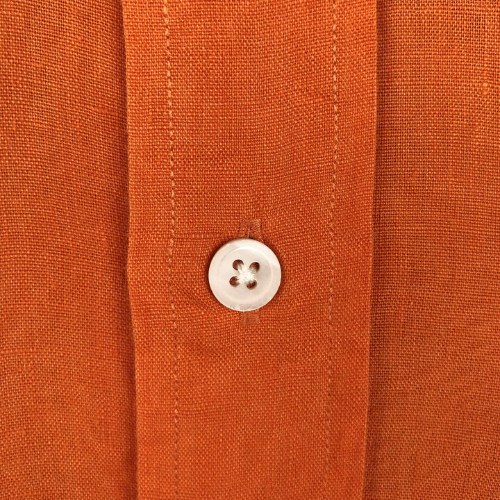 Ralph Lauren BLAKE long sleeve linen button down shirt, men's size L linen orange type Vintage Second Hand