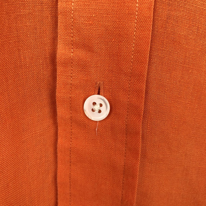 Ralph Lauren BLAKE long sleeve linen button down shirt, men's size L linen orange type Vintage Second Hand