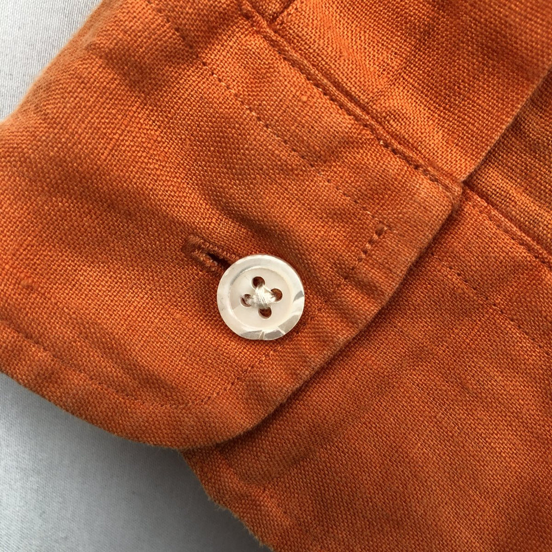 Ralph Lauren BLAKE long sleeve linen button down shirt, men's size L linen orange type Vintage Second Hand