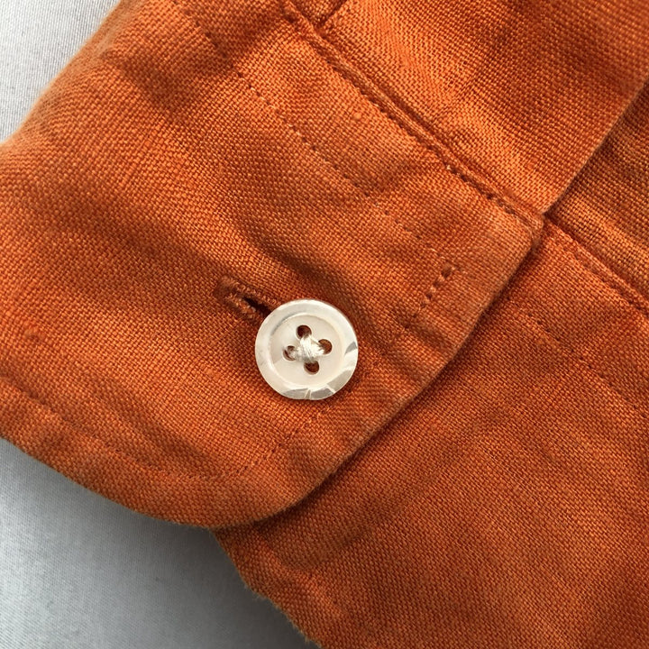 Ralph Lauren BLAKE long sleeve linen button down shirt, men's size L linen orange type Vintage Second Hand