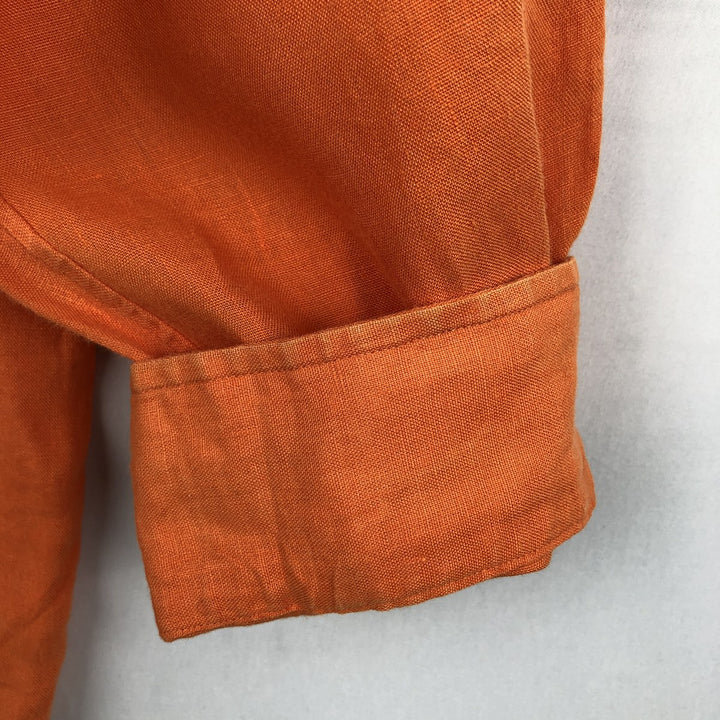 Ralph Lauren BLAKE long sleeve linen button down shirt, men's size L linen orange type Vintage Second Hand