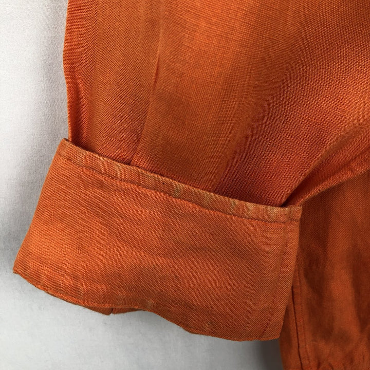 Ralph Lauren BLAKE long sleeve linen button down shirt, men's size L linen orange type Vintage Second Hand