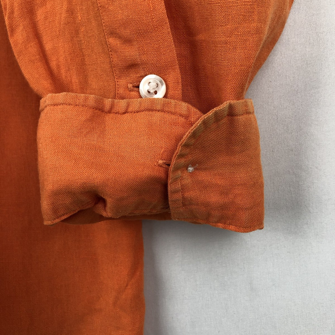 Ralph Lauren BLAKE long sleeve linen button down shirt, men's size L linen orange type Vintage Second Hand