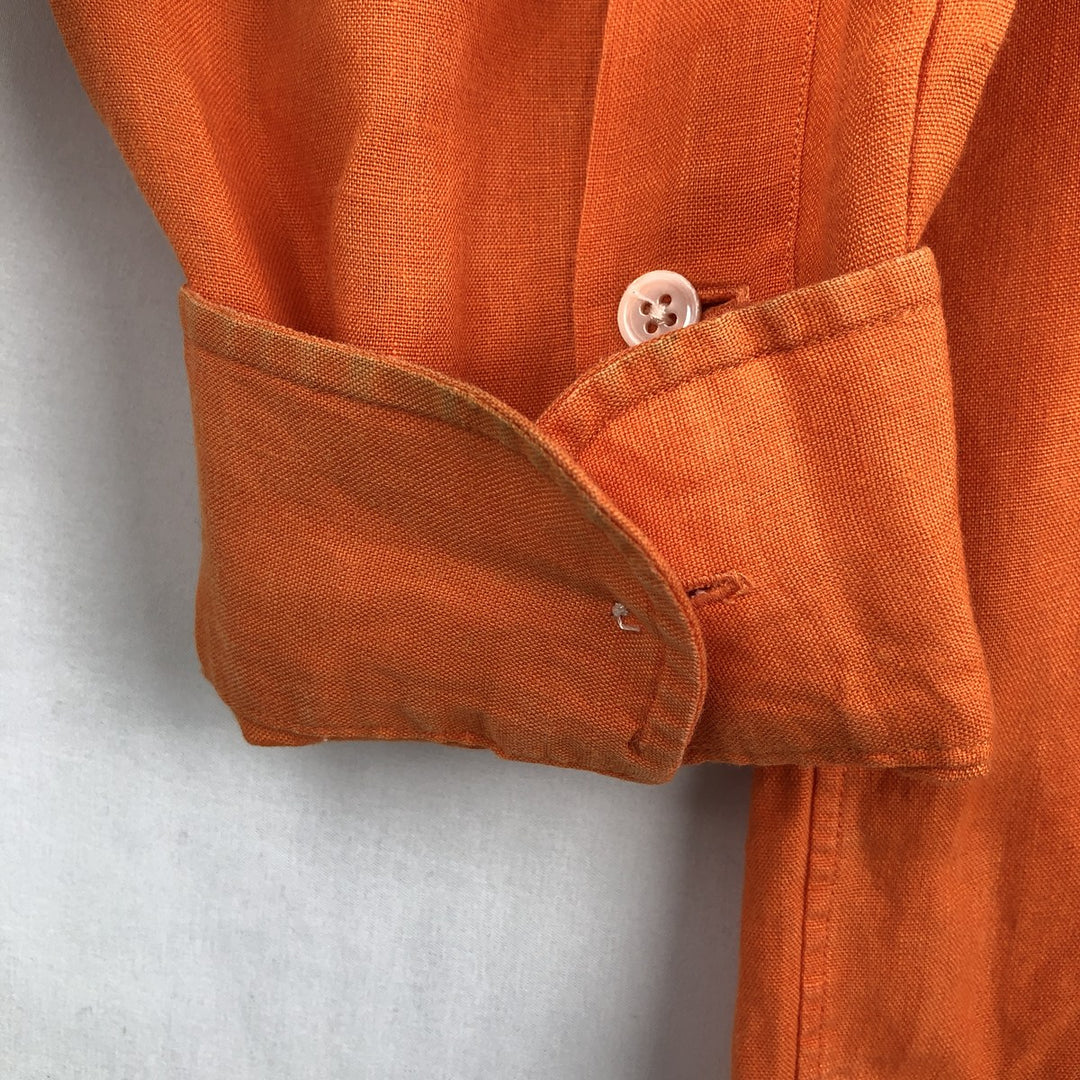 Ralph Lauren BLAKE long sleeve linen button down shirt, men's size L linen orange type Vintage Second Hand