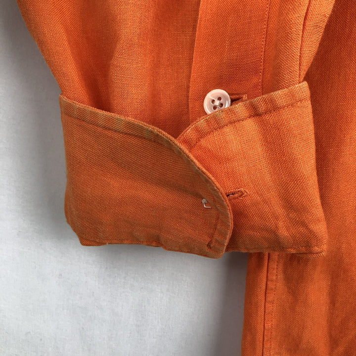 Ralph Lauren BLAKE long sleeve linen button down shirt, men's size L linen orange type Vintage Second Hand
