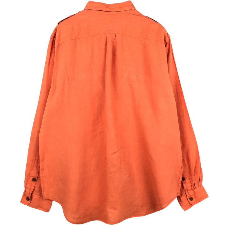 Ralph Lauren long-sleeved linen shirt, men's size XL (approx.) linen orange type Vintage Second Hand