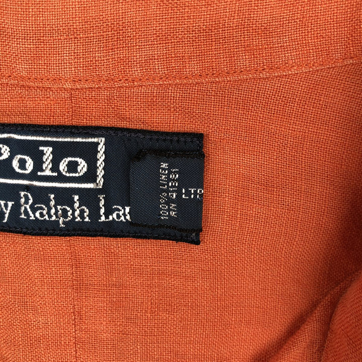 Ralph Lauren long-sleeved linen shirt, men's size XL (approx.) linen orange type Vintage Second Hand