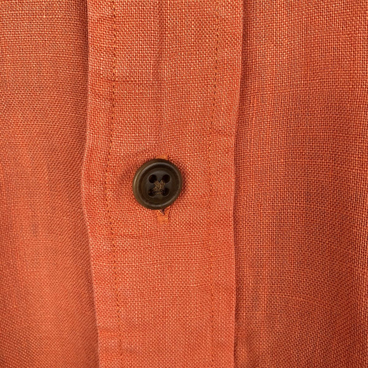 Ralph Lauren long-sleeved linen shirt, men's size XL (approx.) linen orange type Vintage Second Hand
