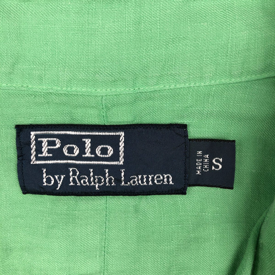 Ralph Lauren long-sleeved linen shirt, men's size S (approx.) linen Mint green Vintage Second Hand