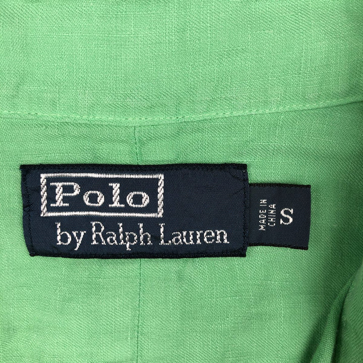 Ralph Lauren long-sleeved linen shirt, men's size S (approx.) linen Mint green Vintage Second Hand